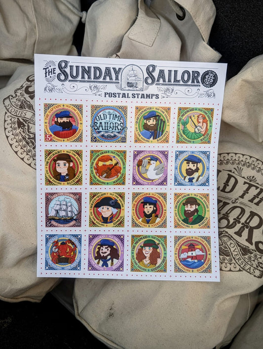 Old Time Sailors Sticker Stamps